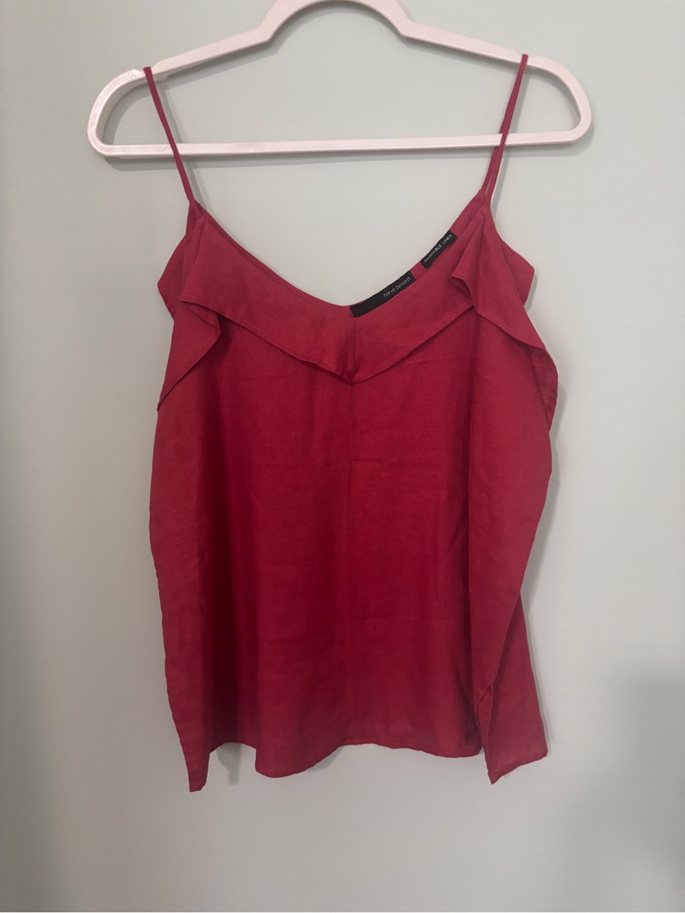 Harve Bernard NWOT Sleeveless Red V-Neck Ruffle Cami Top - Size L -Cranberry